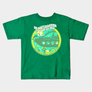 20,000 Leagues Under the Sea (bright green, yellow, teal) Kids T-Shirt